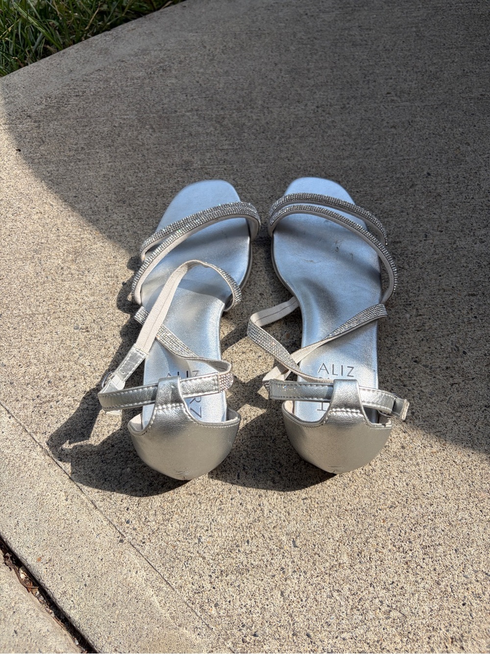Naturalizer Silver Strappy Rhinestone Sandals - Picture 3 of 6